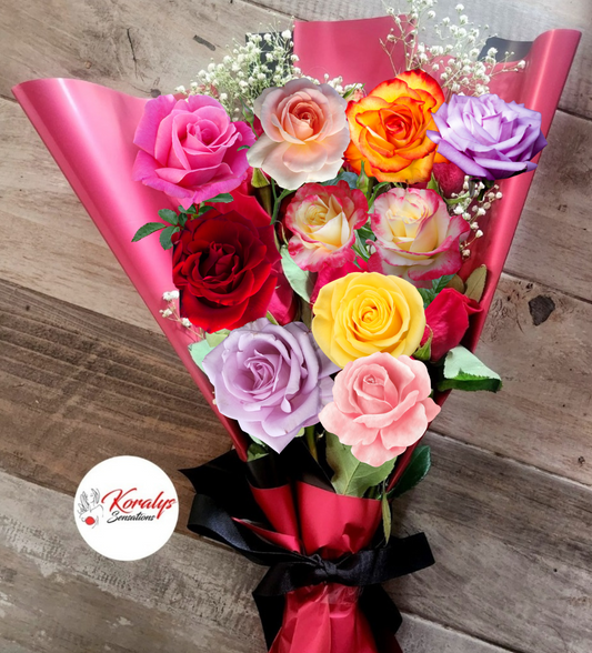 Ramo de rosas con cinta negra