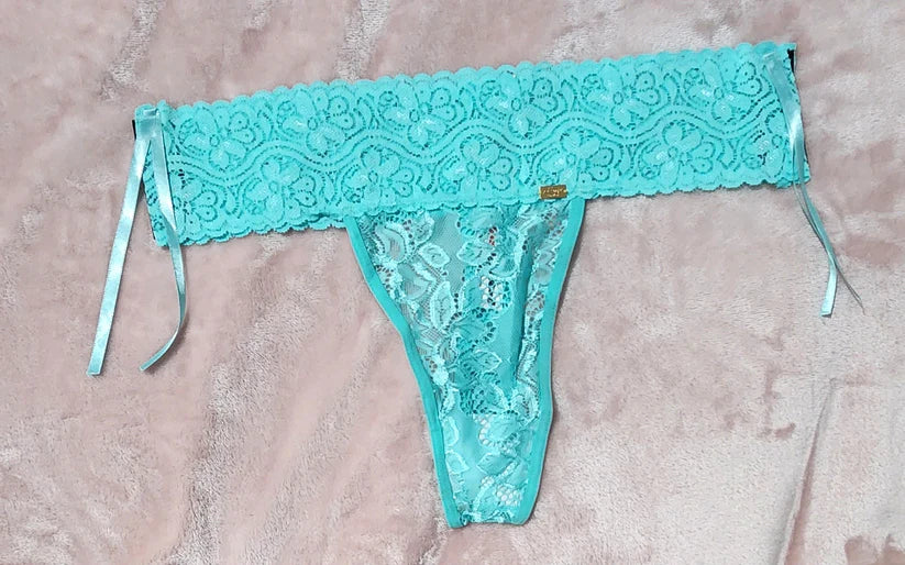 Pantie de encaje aquamarina con velcro