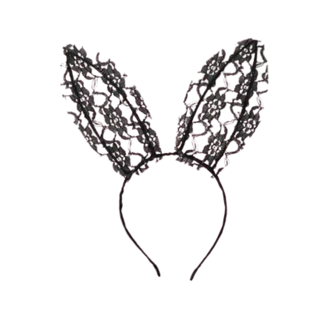 Orejas negra de conejo con encaje