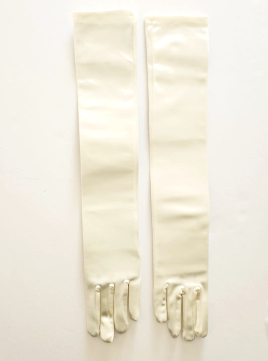 Guantes largos satinados Ivory