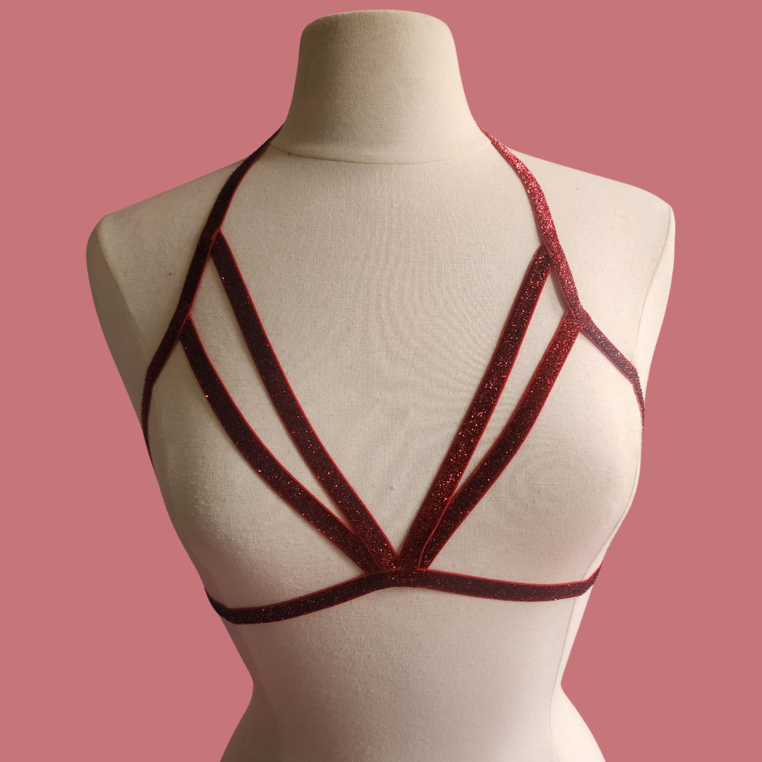 Bra elástico color rojo con brillo