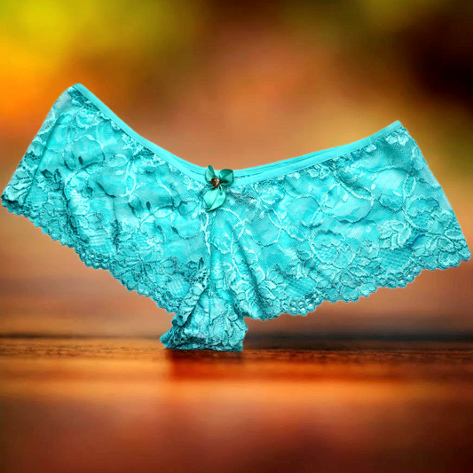 Pantie de encaje aquamarina con cuarzo