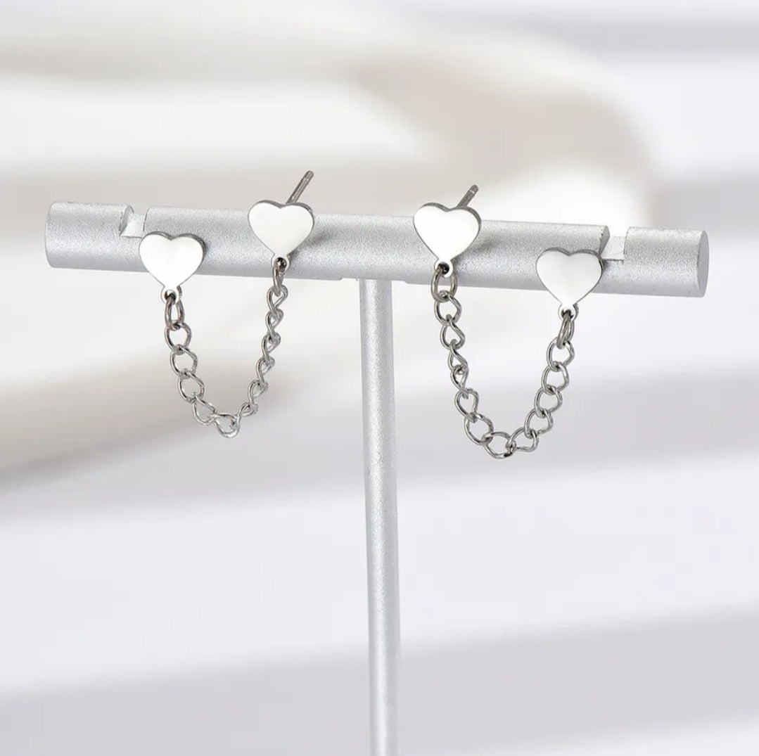 Corazones dobles plata