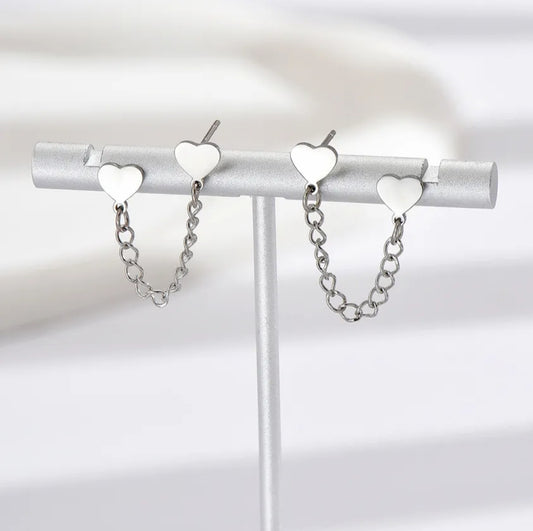 Corazones dobles plata