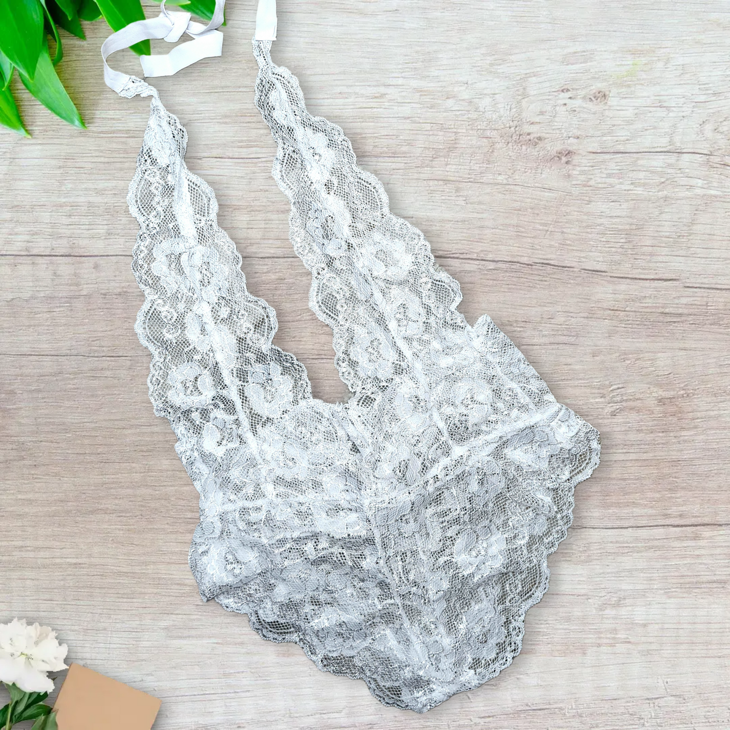 Bodysuit de encaje blanco Antares Blanco