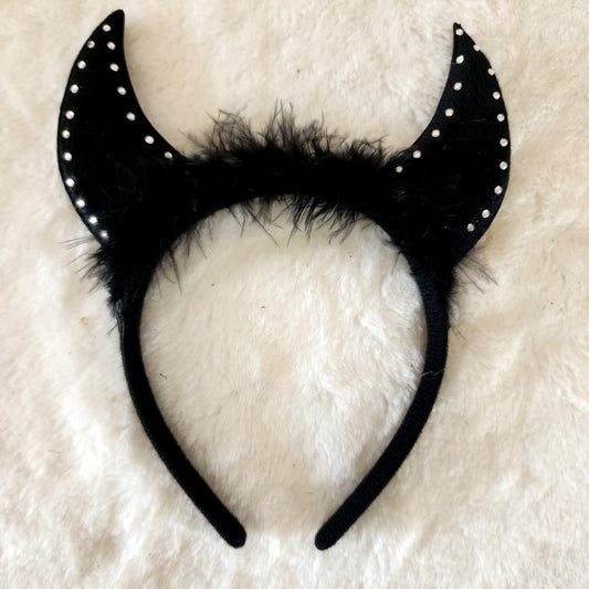 Diadema diablito negro con brillo