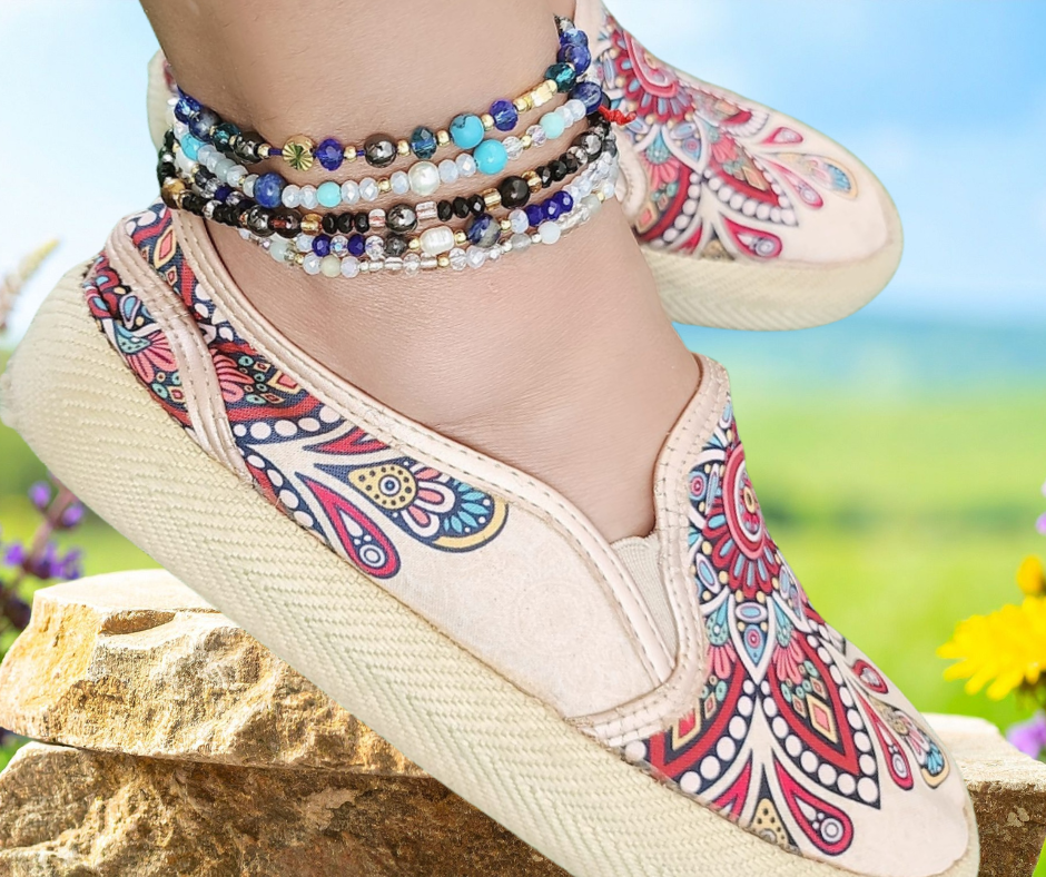 JOYERIA TOBILLERA DE CUARZO AZUL