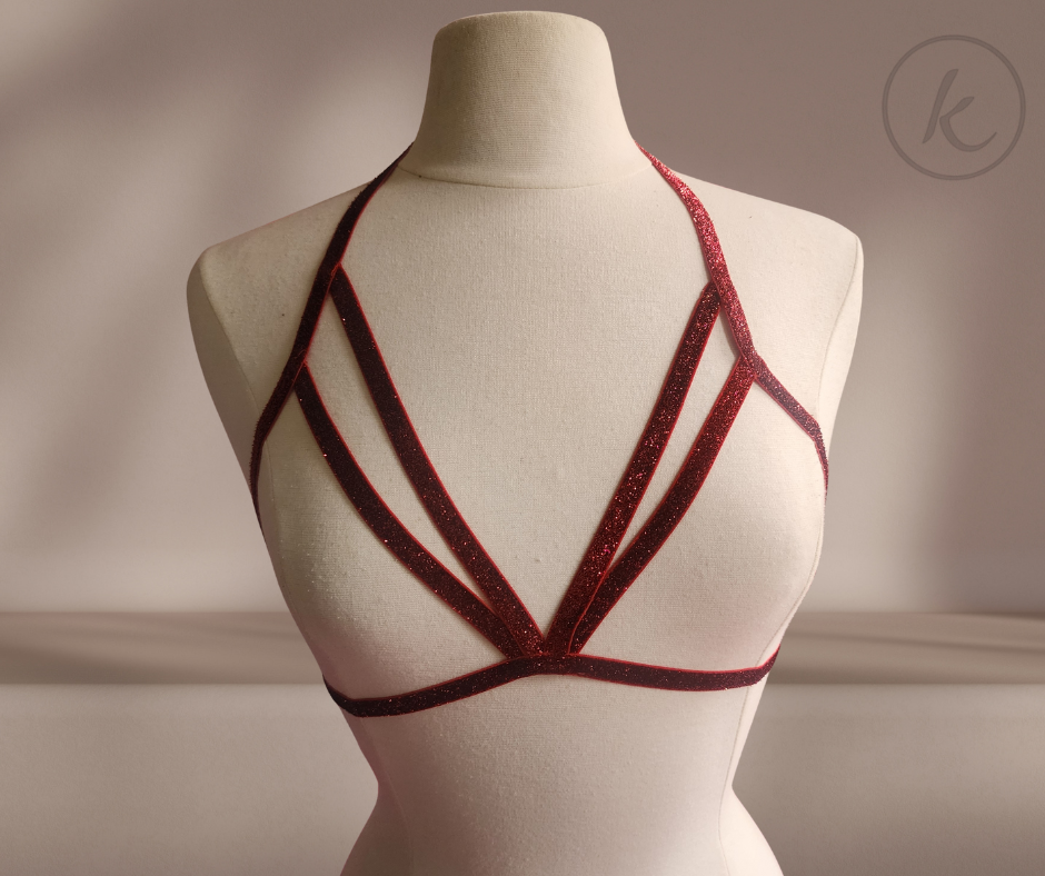 BRA ELASTICO - Color rojo con brillo