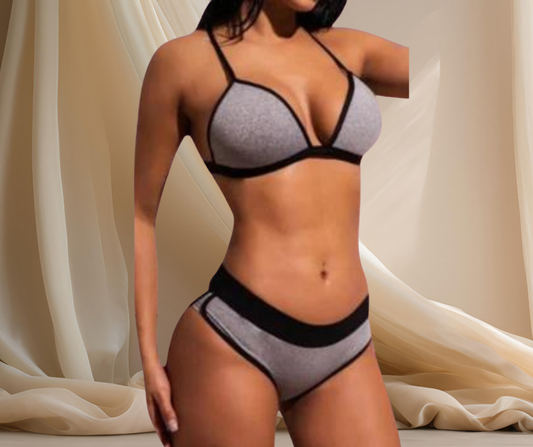 SOMBRA DE PLACER - Traje de baño gris de dos piezas, lencería gris y negra, Talla small (Ordenra por WhatsApp)