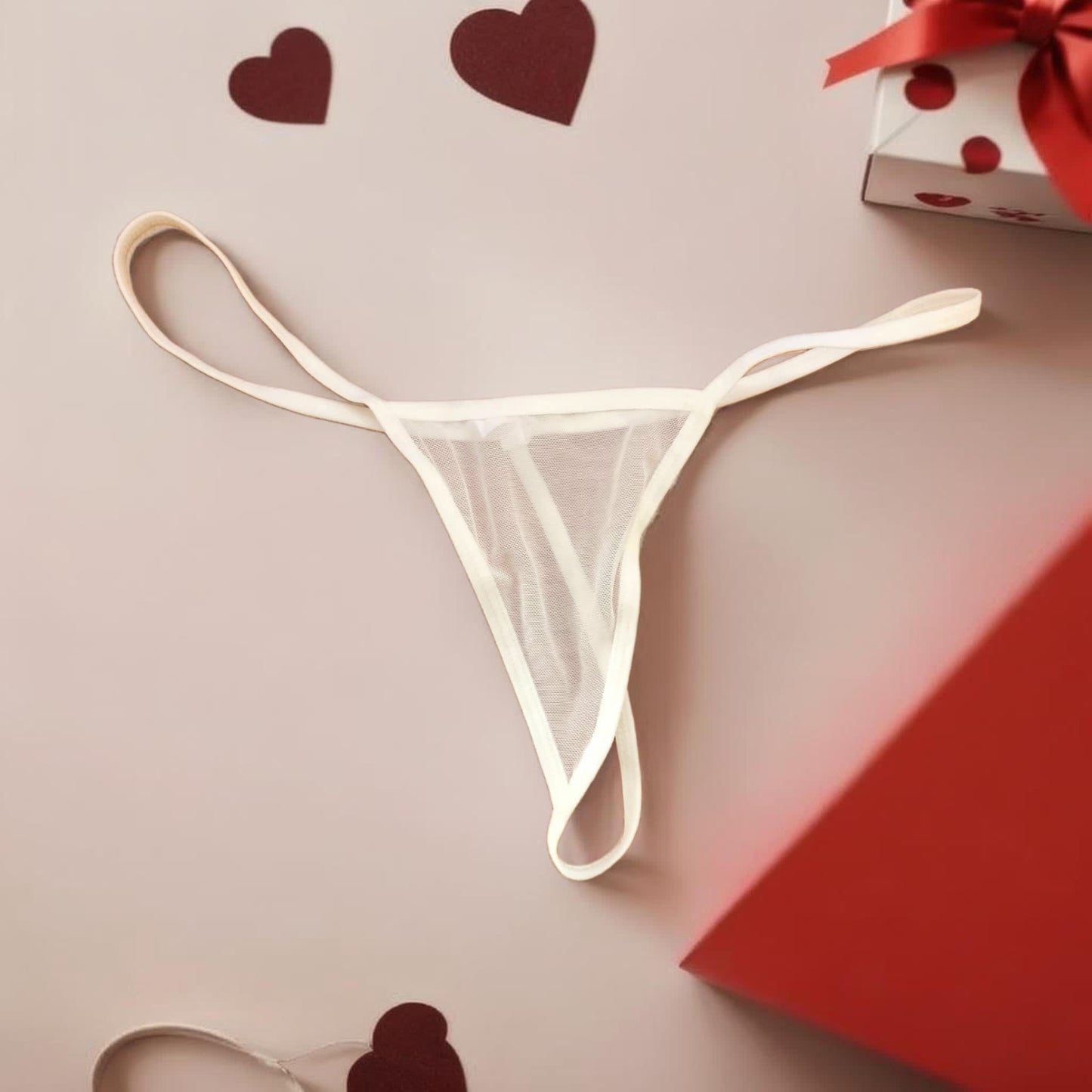 Pantie tanga blanca semitransparente