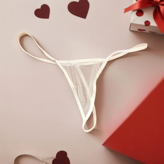 Pantie tanga blanca semitransparente