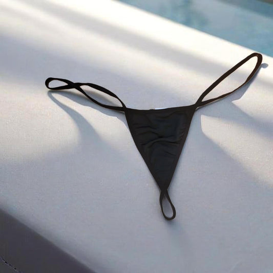 Pantie tanga satinada negra