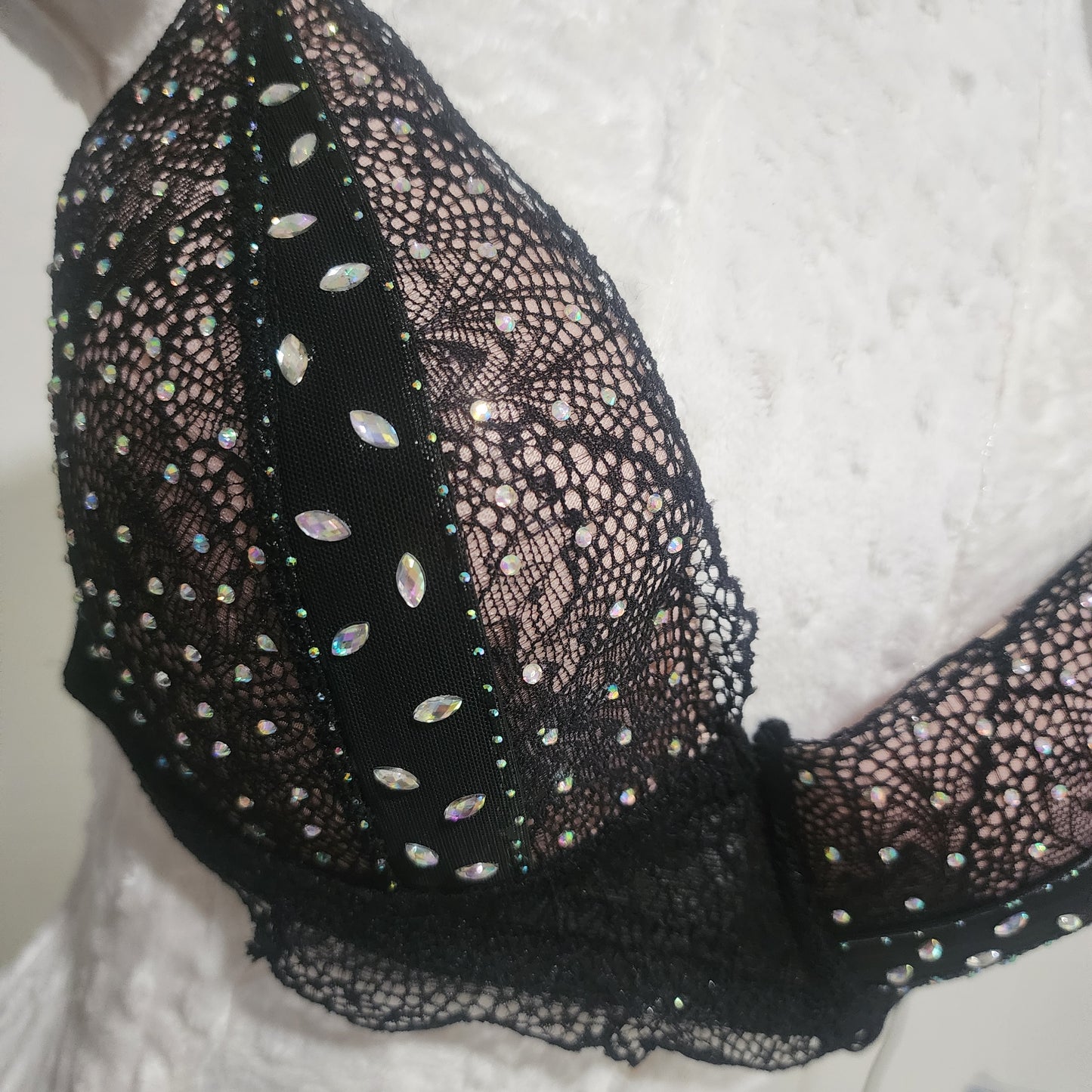 BRA 38B - negro y Nude con brillo