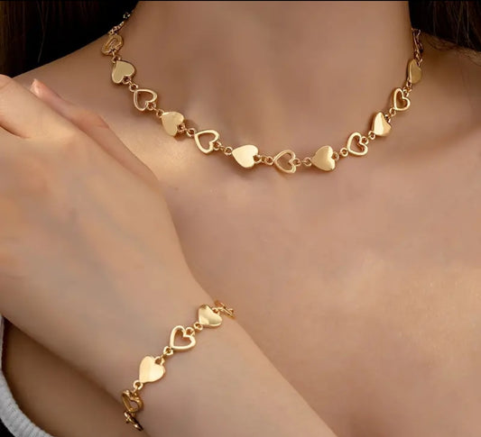 Set de collar pulsera de corazón