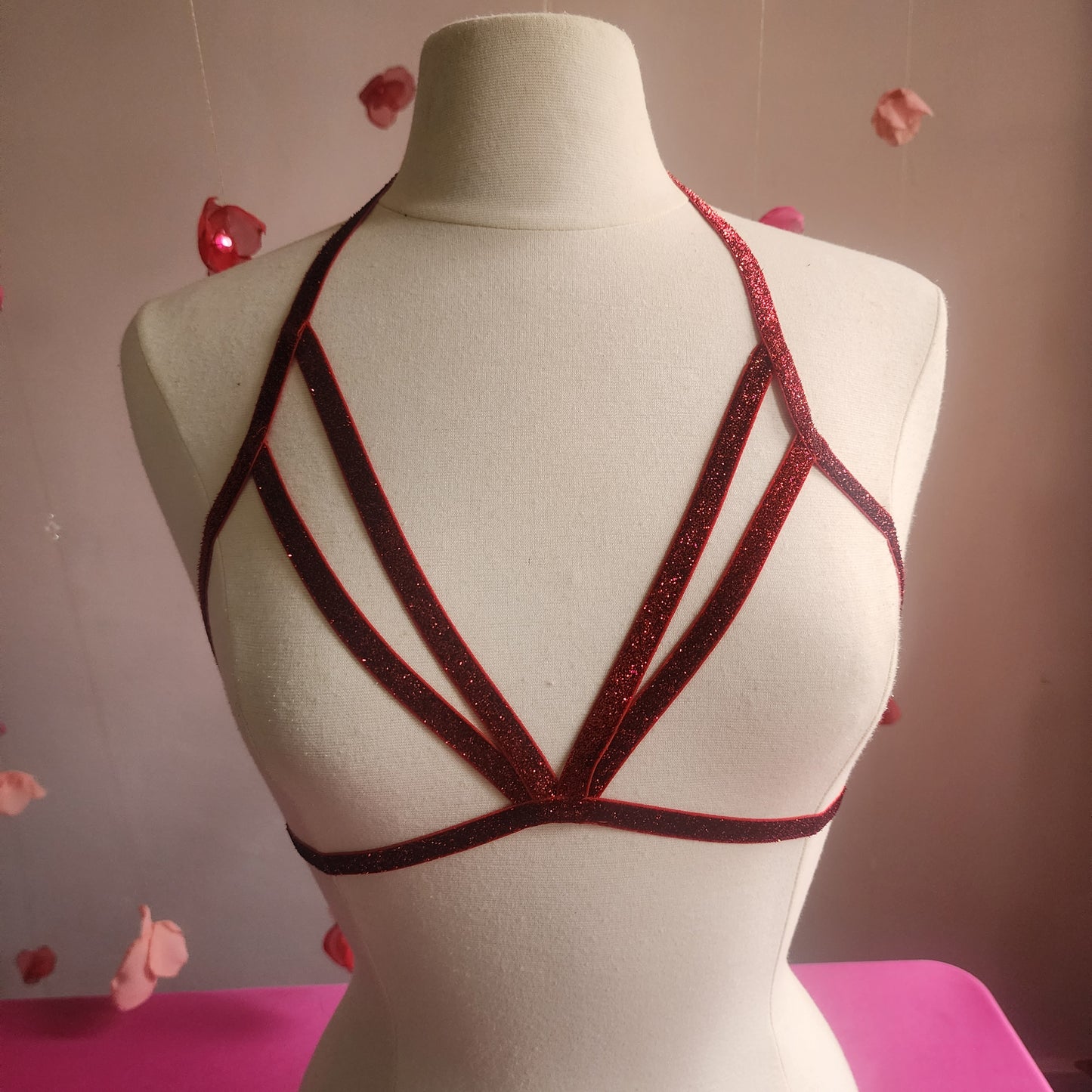 Bra elástico color rojo con brillo
