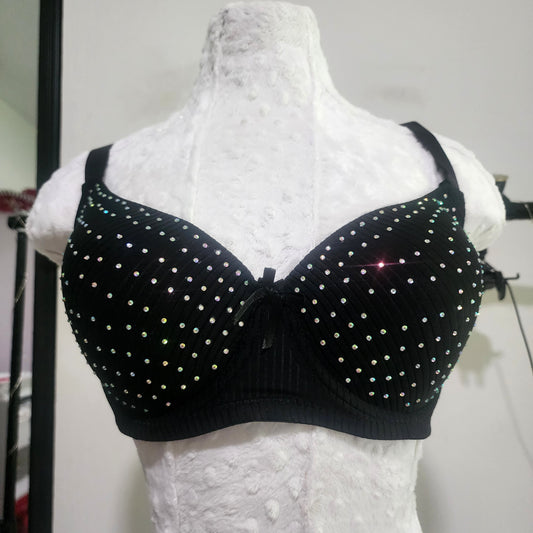 38DD bra negro con brillo