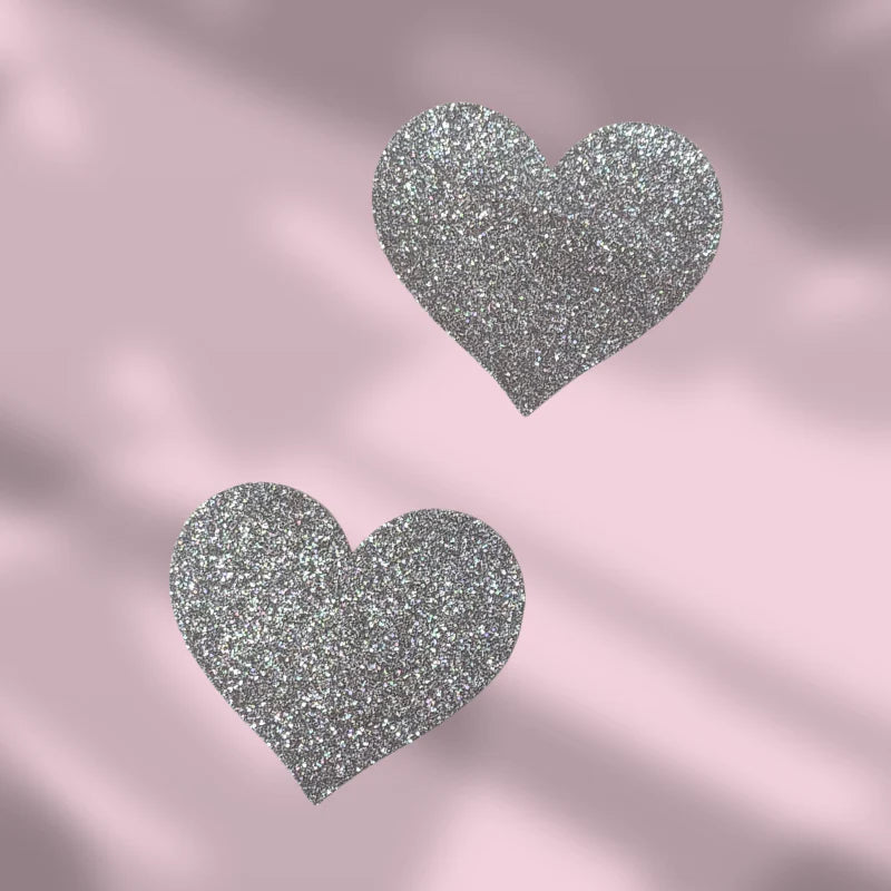 Corazón plata con brillo Nippies o tapa pezones #76