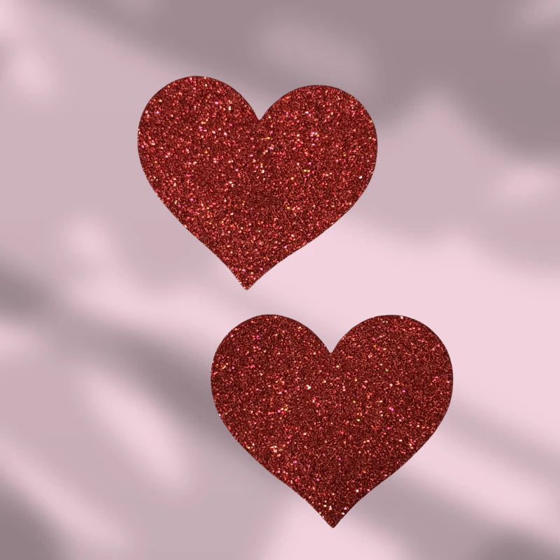Corazón rojo con brillo nippies o tapa pesones #69