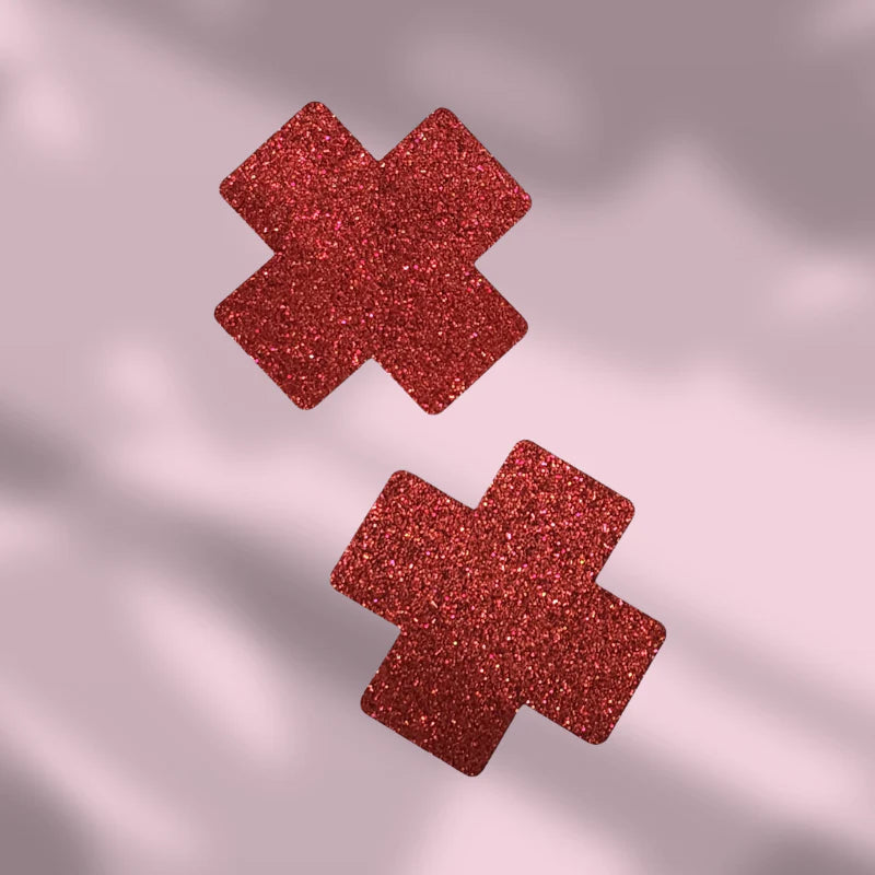 TAPAPEZONES - Color rojo con brillo - Forma de cruz - Rehusables