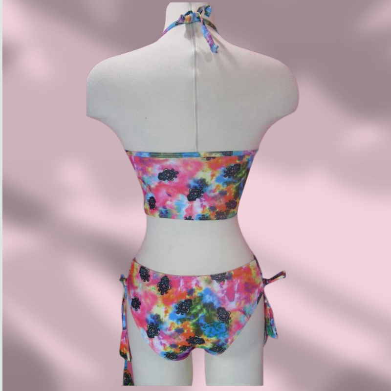 TRAJES DE BAÑ0 - Bikini traje de baño de dos piezas tiene varilla en el busto Estampado colorido Carey