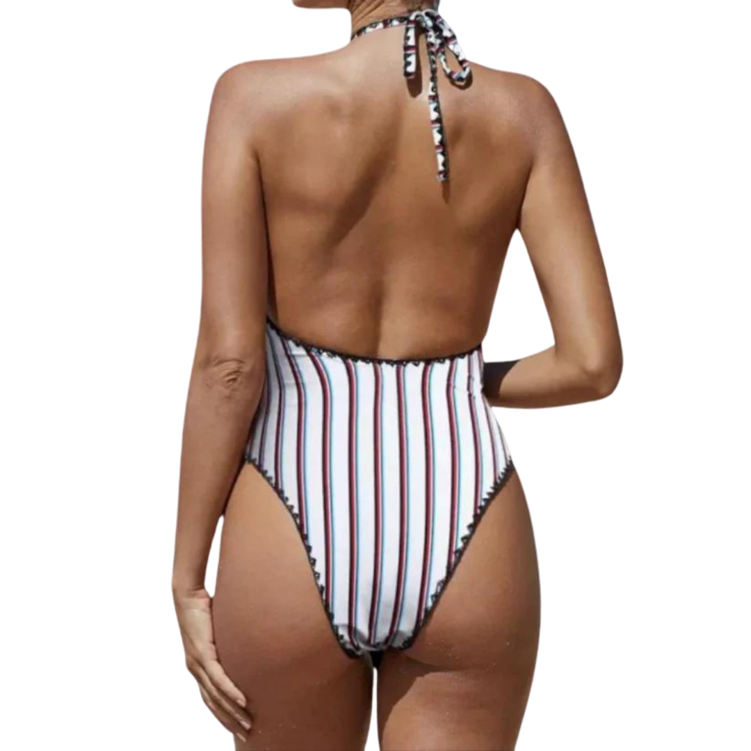 Traje de baño de una pieza con líneas verticales Tuya