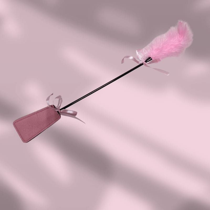 Paleta de cuero con plumas