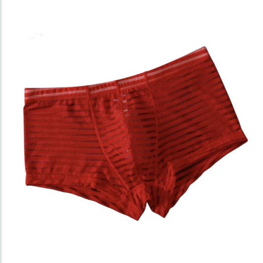 Boxer de hombre rojo Semitransparente