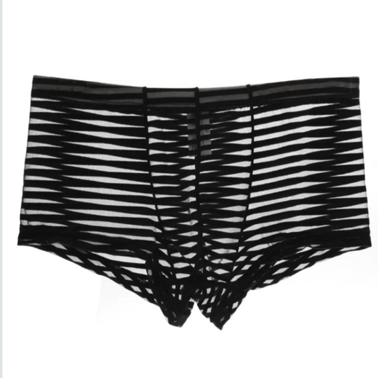 Boxer de hombre Negro Semitransparente
