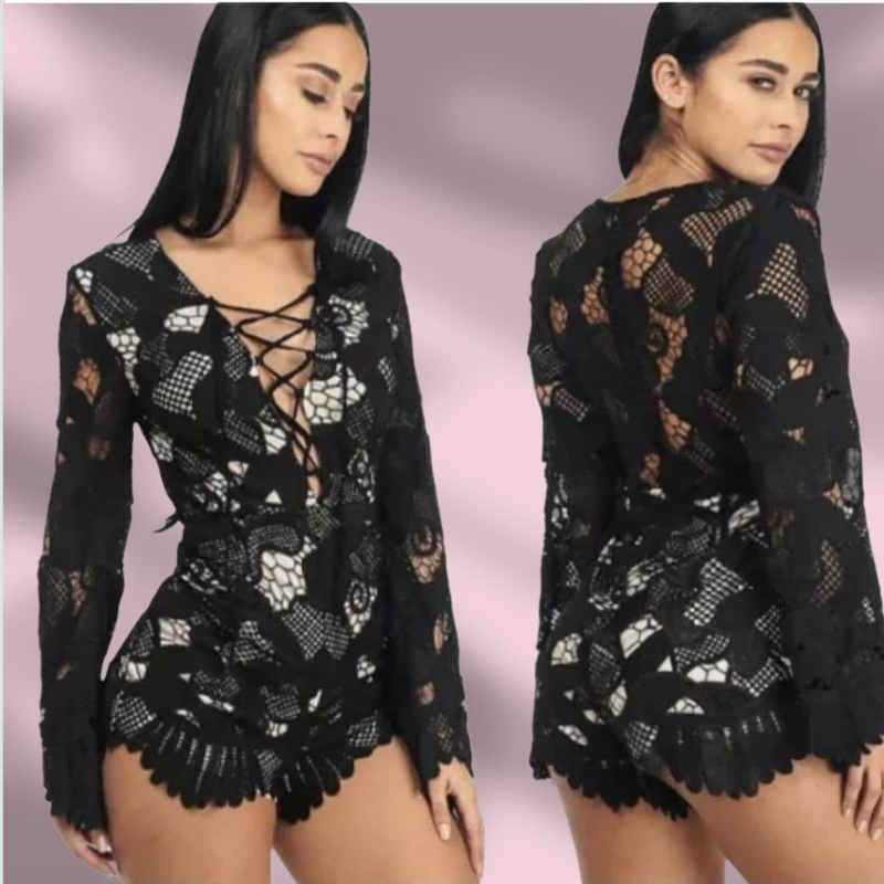 Romper negro con forro blanco Black
