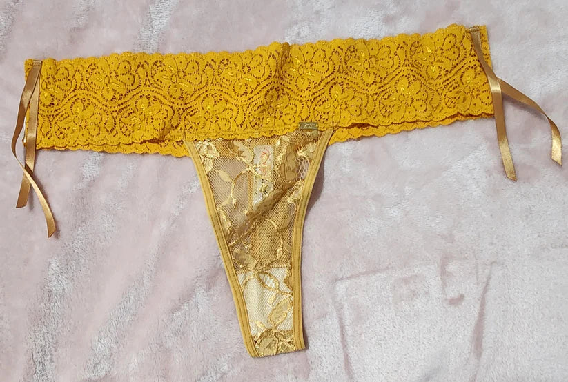 Pantie tanga color dorado y velcro