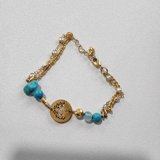 Pulsera de cuarzo Turqueza y árbol de la vida