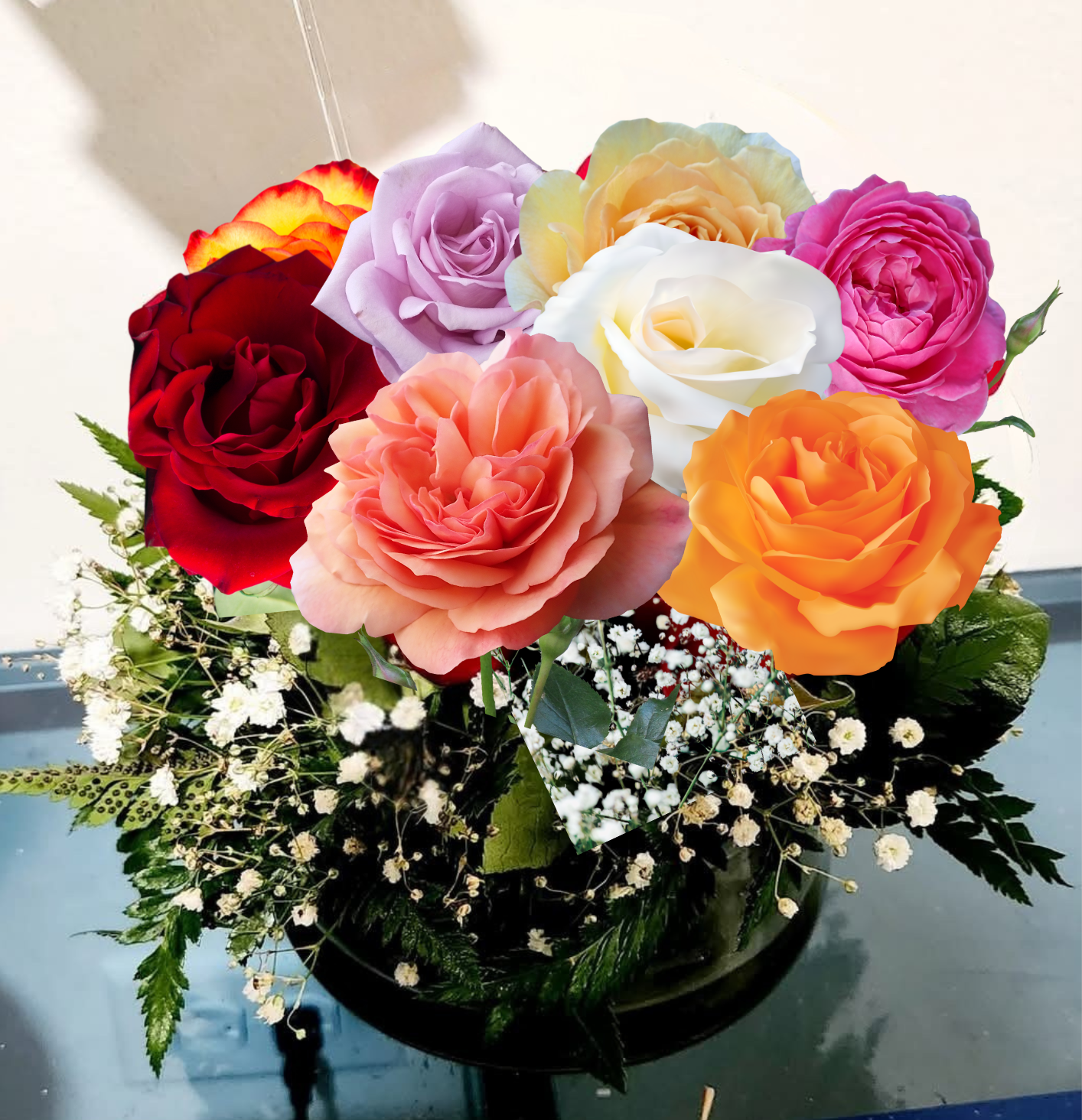 Rosas en Base de Cristal