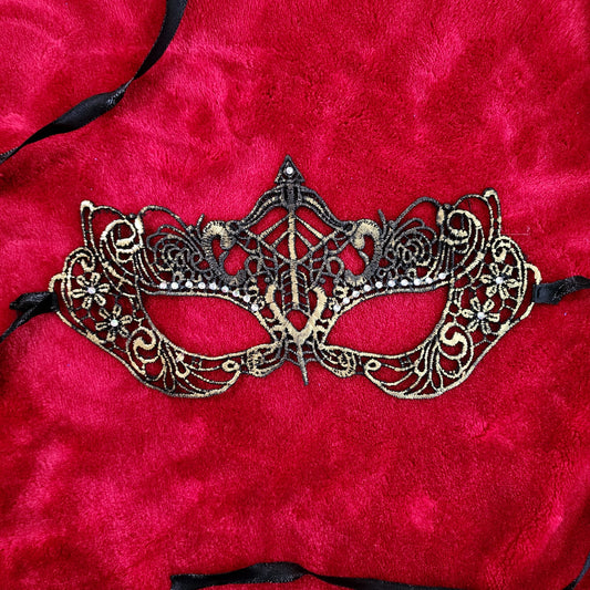 Antifaz de tejido dorado reversible ( negro)