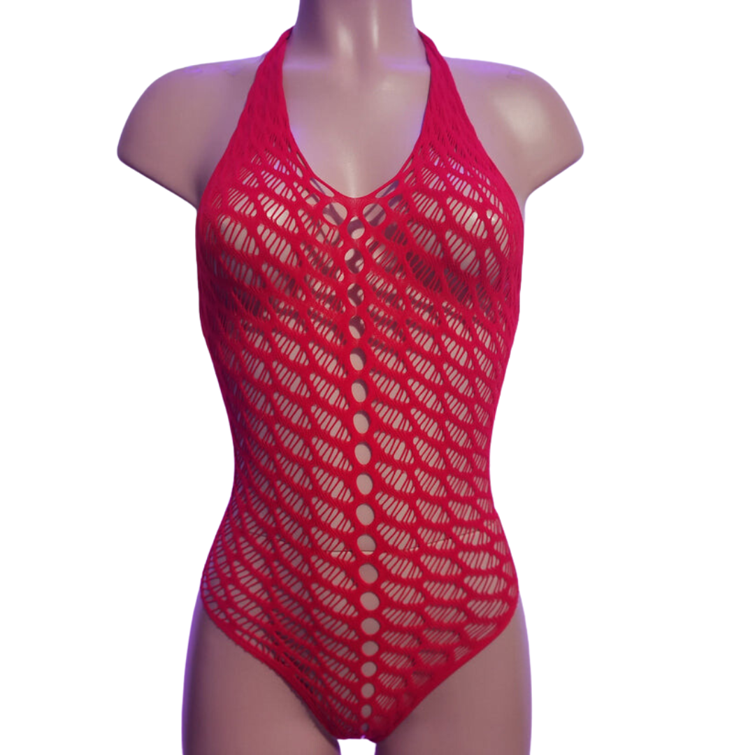 Bodysuit de malla rojo