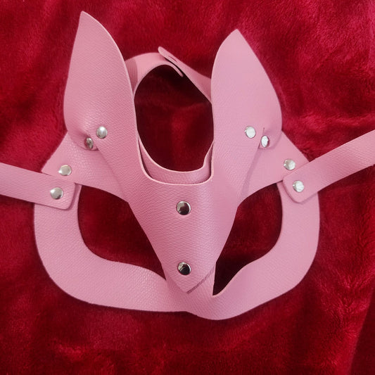 Antifaz de cuero color rosa