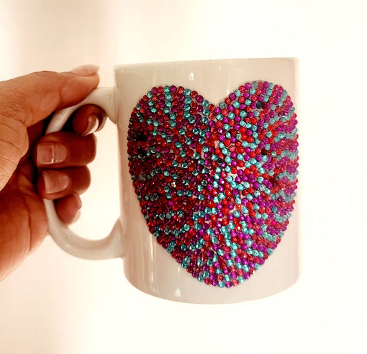 Taza de cerámica corazón colores