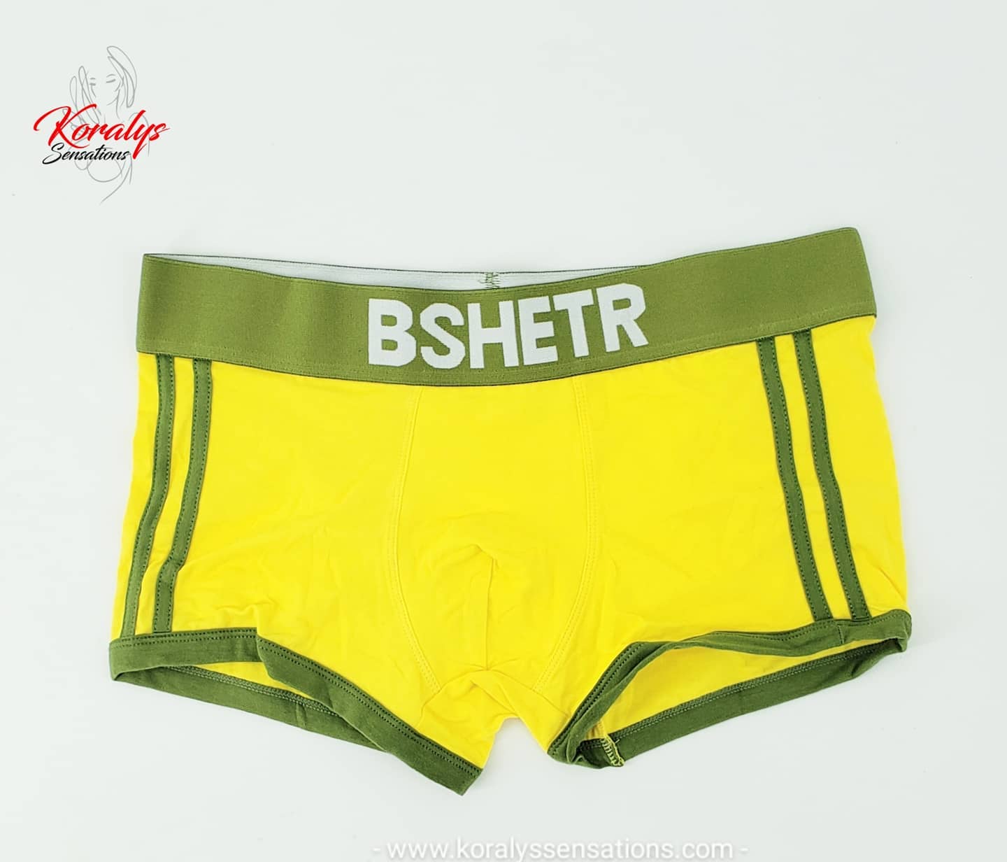 Boxer de hombre de algodon amarillo y verde Bshetr