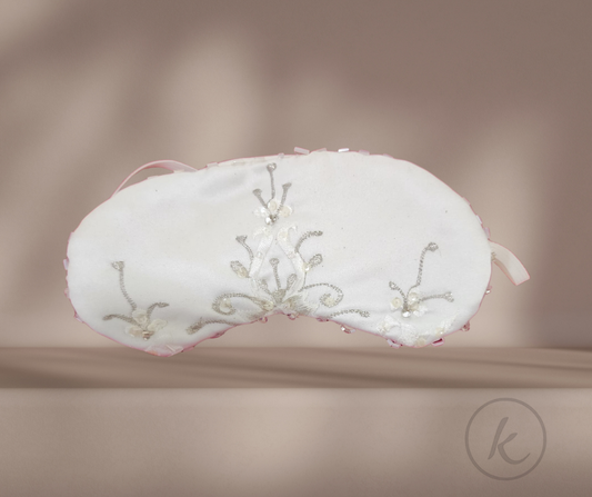 ANTIFAZ PARA DORMIR - BLANCO con encaje plateado - Sueño elegante y cómodo