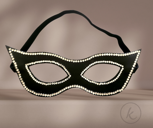 ANTIFAZ DE CUERO - NEGRO - con cristales en el borde - Sensual y Misterioso