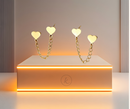 JOYERIA PANTALLAS DE CORAZONES DOBLE DE ORO