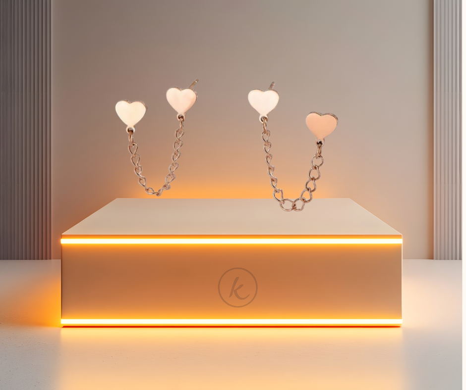 JOYERIA PANTALLAS DE CORAZONES DOBLE ROSE GOLD