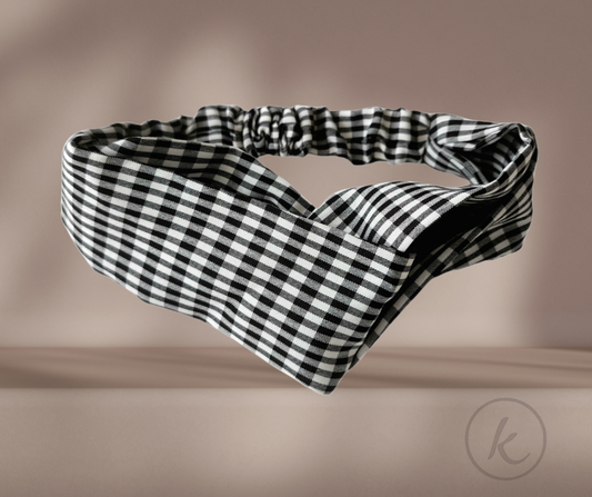 BANDANA - para el pelo cuadros grandes negros