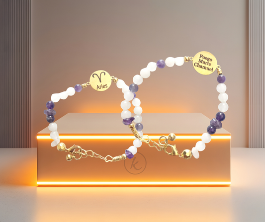 JOYERIA PULSERA DEL SIGNO ARIES -violeta