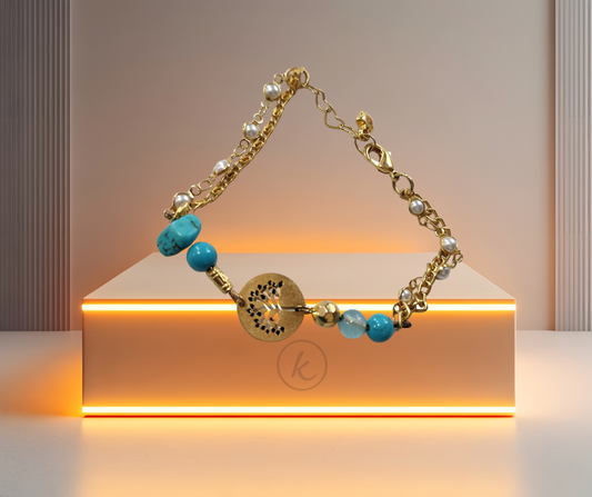 JOYERIA PULSERA DEL ARBOL DE LA VIDA - Cuarzo Turqueza