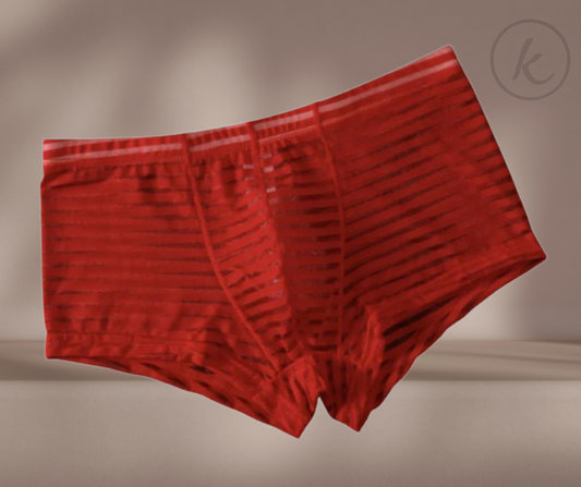 Boxer de hombre rojo Semitransparente