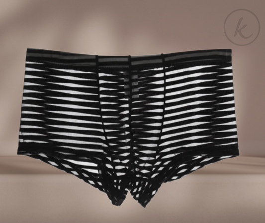 Boxer de hombre Negro Semitransparente