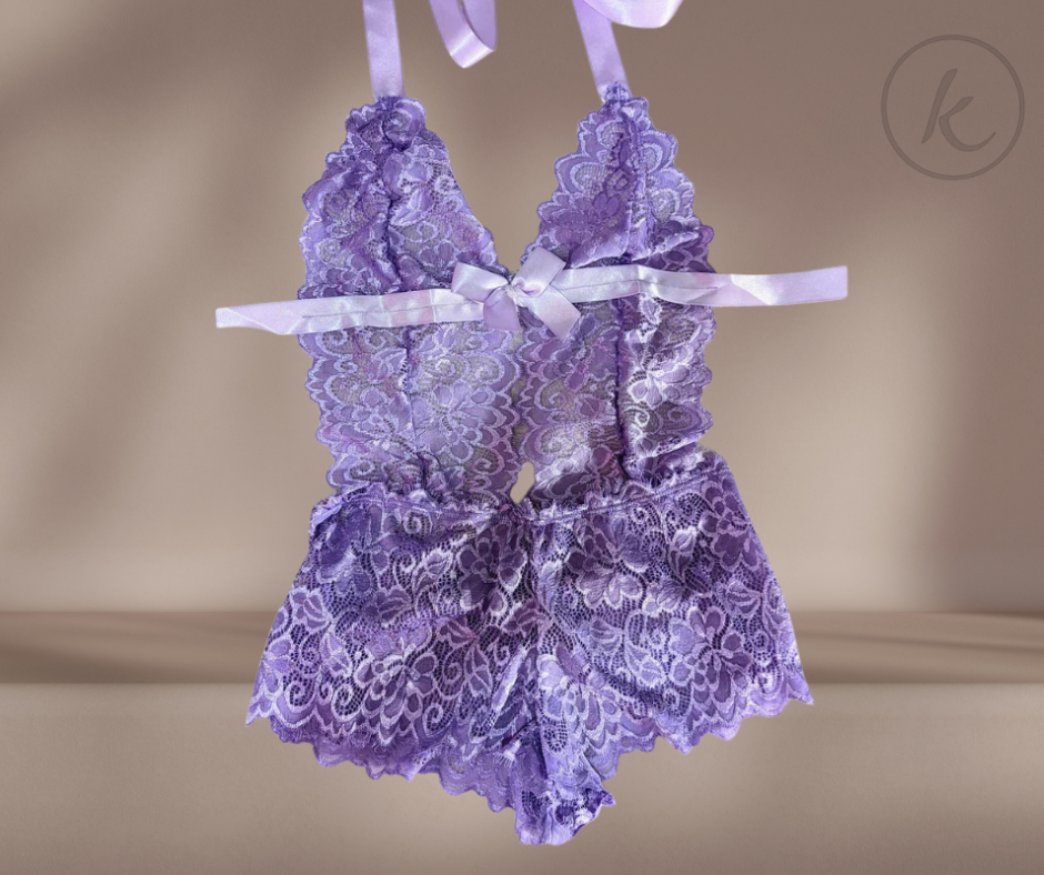 BODYSUIT LILA -De encaje - Hecho en Colombia incluye un cuarzo rosado preparado por una Terapeuta Reiki