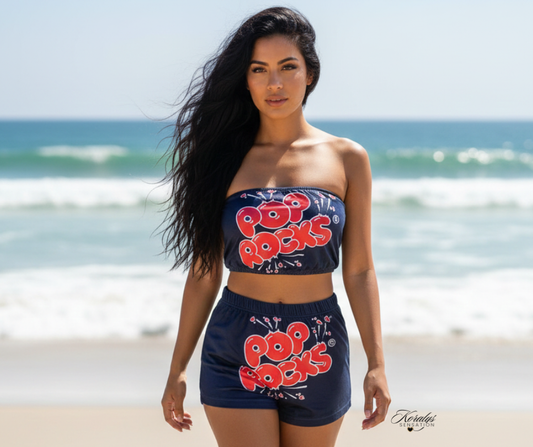 Set de pantalón y blusa estraple de material licrado  Pop Rocks