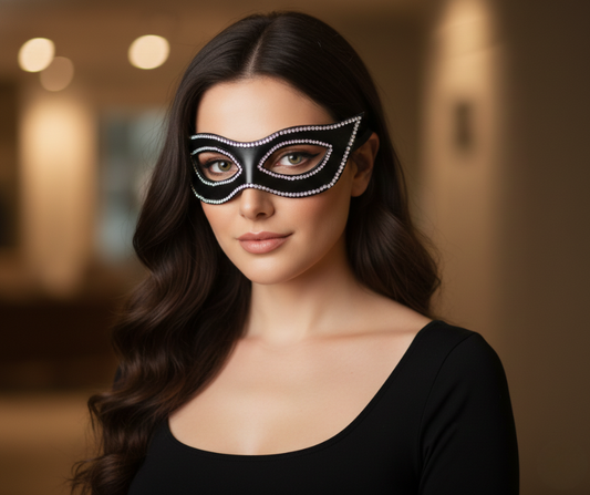 ANTIFAZ DE CUERO - NEGRO - con cristales en el borde - Sensual y Misterioso