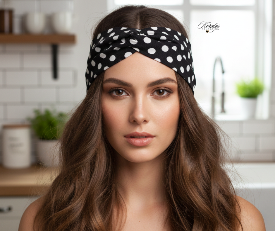 BANDANA - negra con puntos blancos grandes